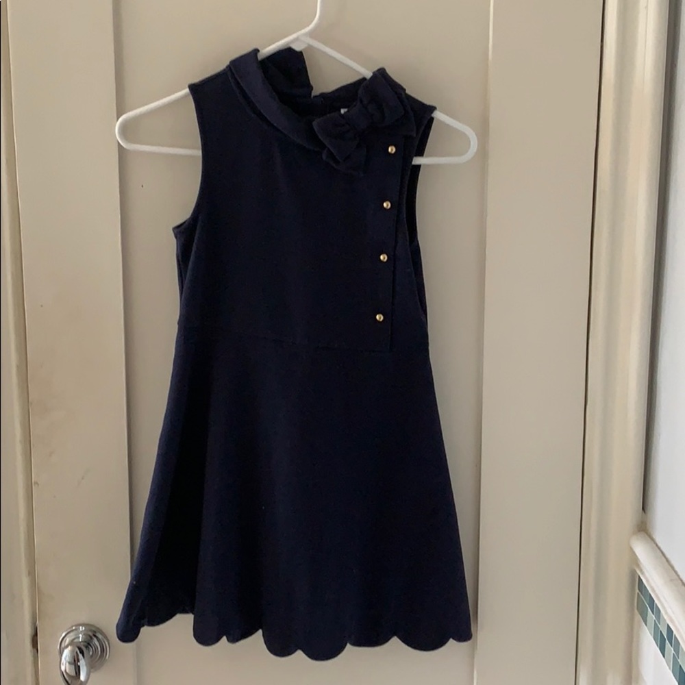 Navy sleeveless dress with bow detail